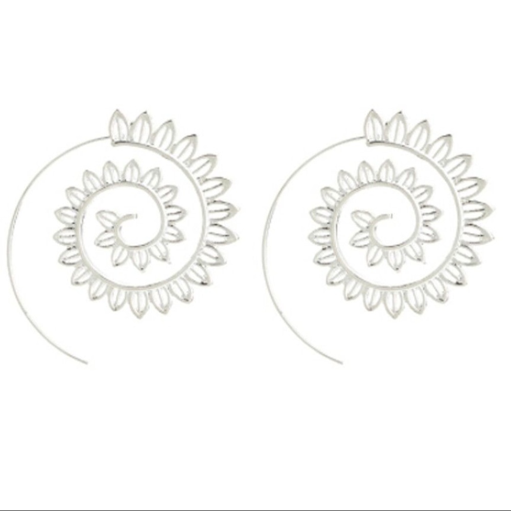 Gold or Silver Spiral Leaf Infinity Earrings - Picture 4 of 10